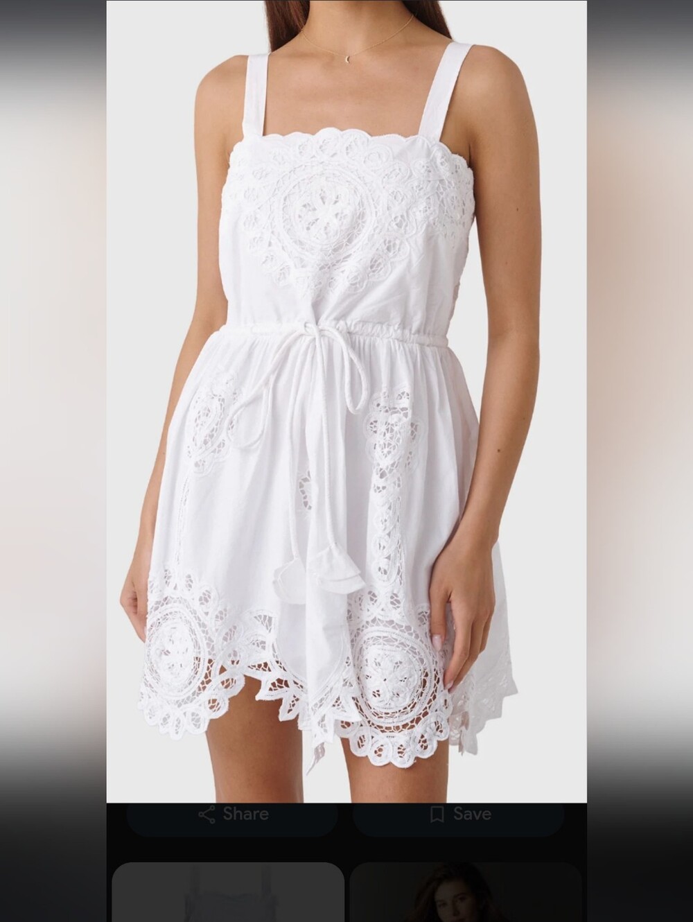 HUNTER BELL White Eyelet Tie-Waist Mini Dress